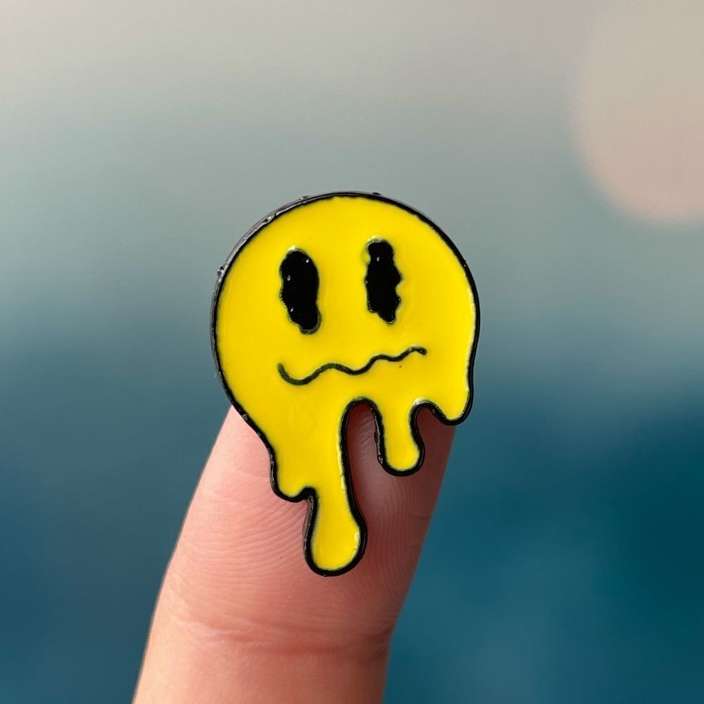 Melting Yellow Smiley Enamel Pin/ Brooch Lapel